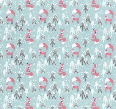 Snowy Day Aqua Foxes