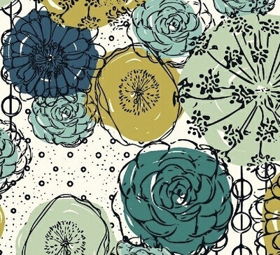 Green Flowers On White