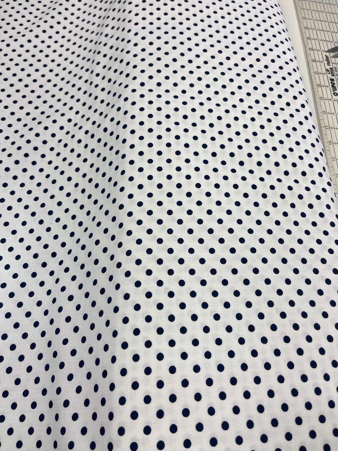 Navy Polka Dots On White