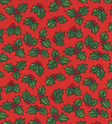 Holly On Red - Polycotton
