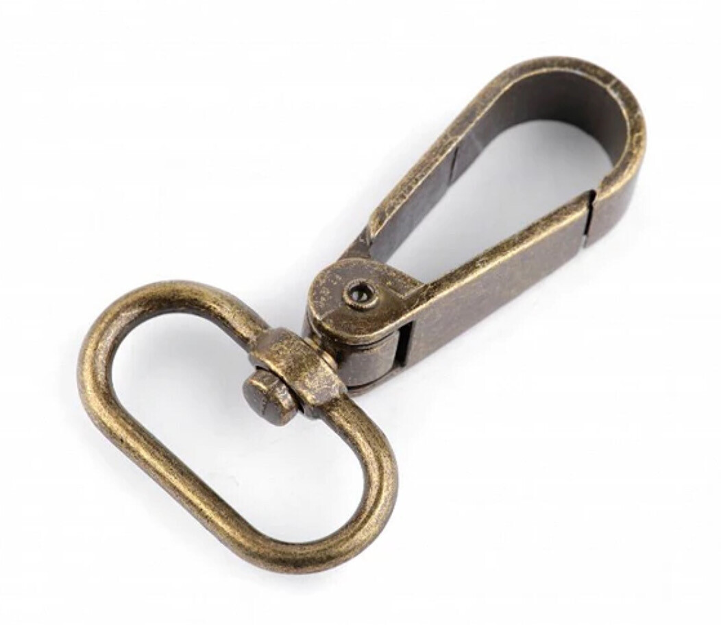 Metal Swivel Eye Snap Hook - 25 mm Antique Brass
