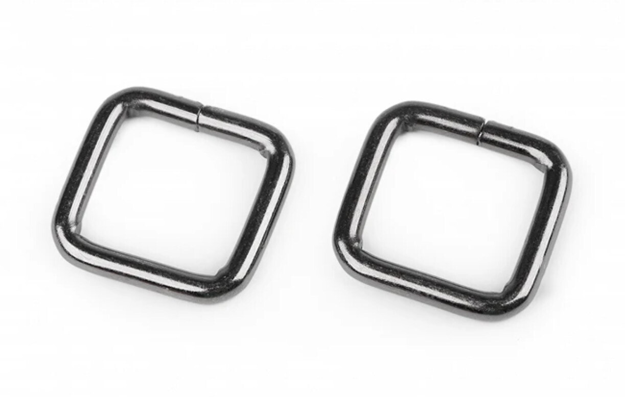Square ring single loop slider -20 mm Gunmetal Grey