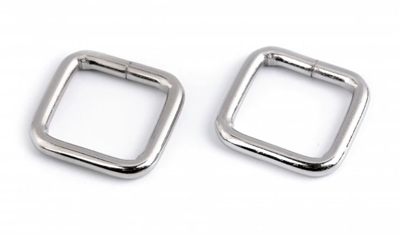 Square ring single loop slider -20 mm Silver