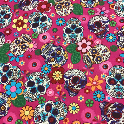 Pink Sugar Skulls Cotton Poplin
