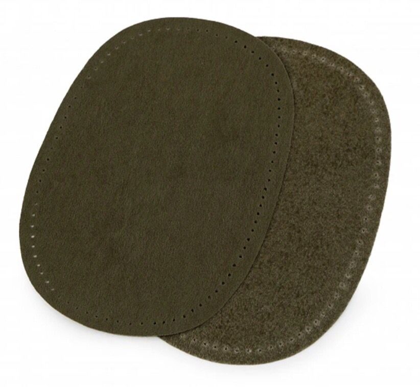 Suede Iron-on Patches with Perforation- Green Khaki