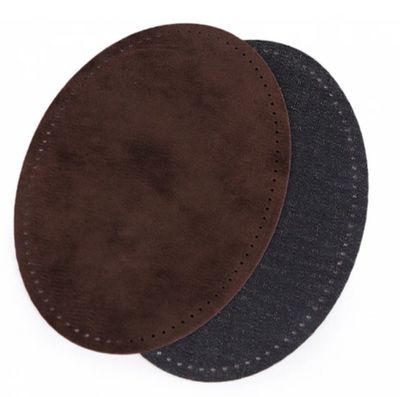 Suede Iron-on Patches with Perforation- Dark Brown