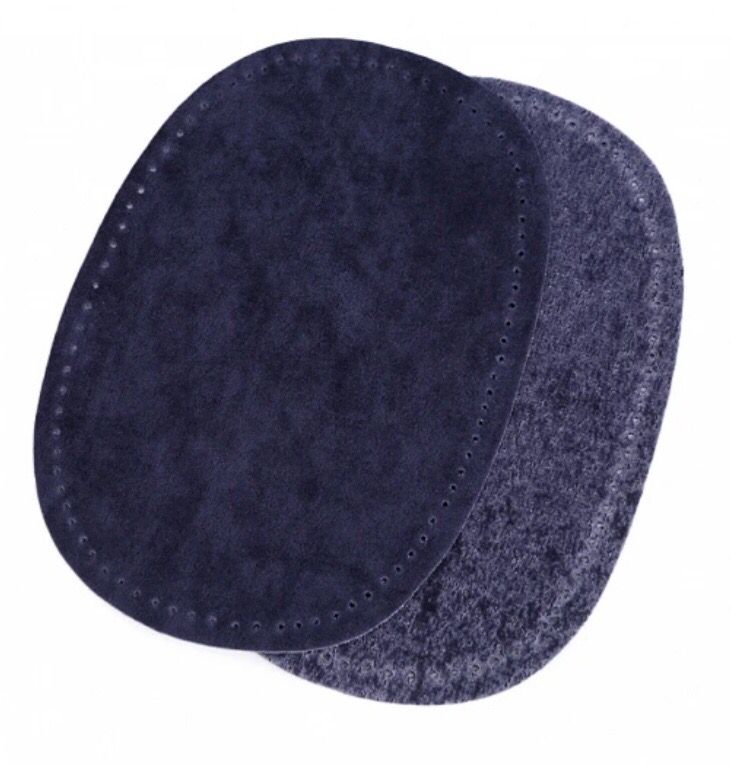 Suede Iron-on Patches with Perforation- Blue Dark