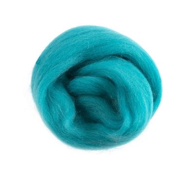 Natural Wool Roving- Teal