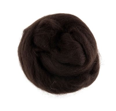 Natural Wool Roving- Dark Brown