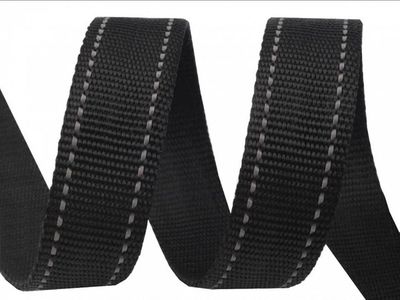 25mm Webbing- Black with reflective stitching