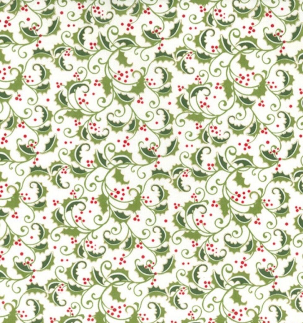 John Louden Christmas Fabric- Holly On Cream John Louden Christmas Fabric- Holly On Cream