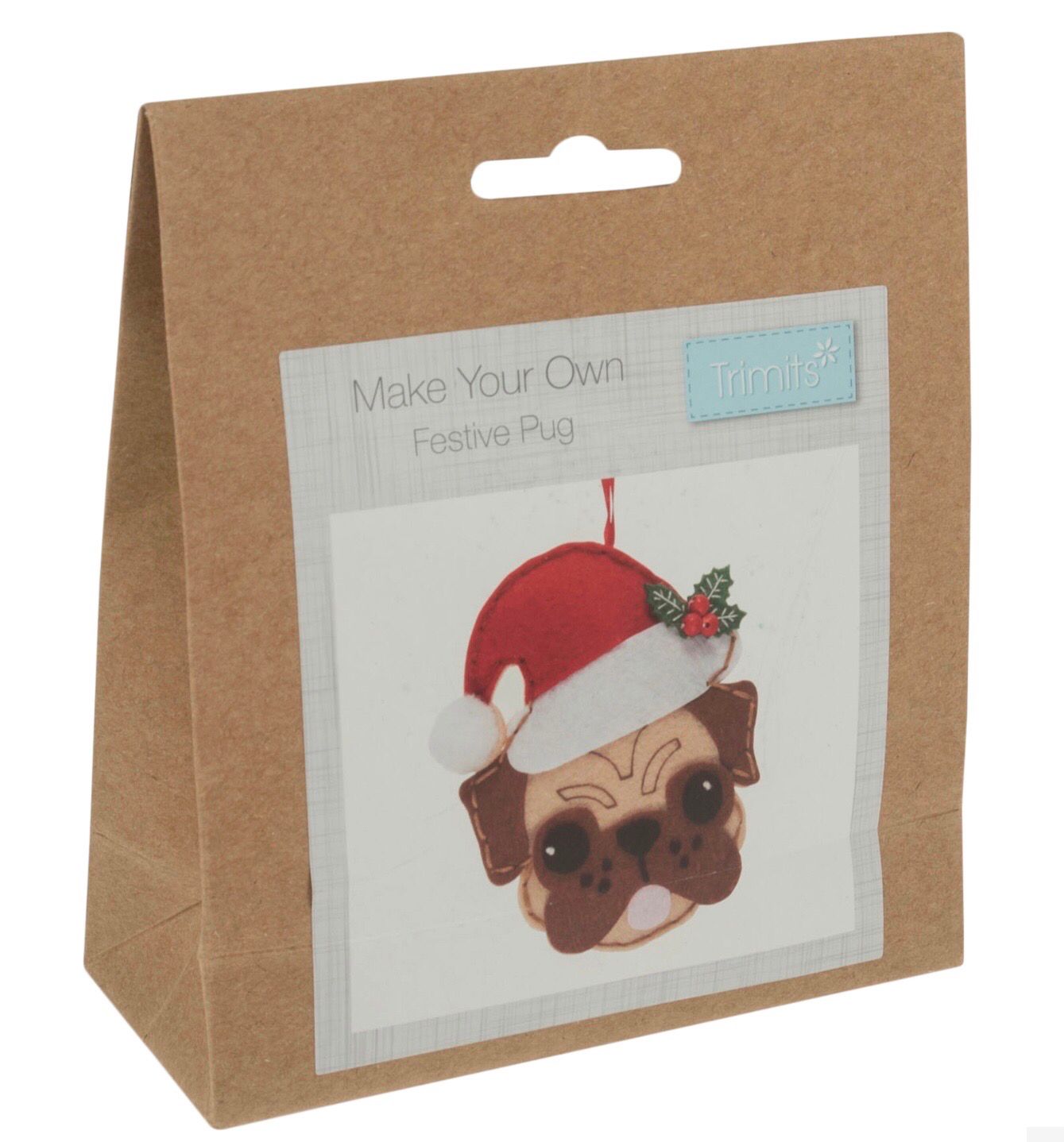 Felt Decoration Kit - Pug In Santa Hat