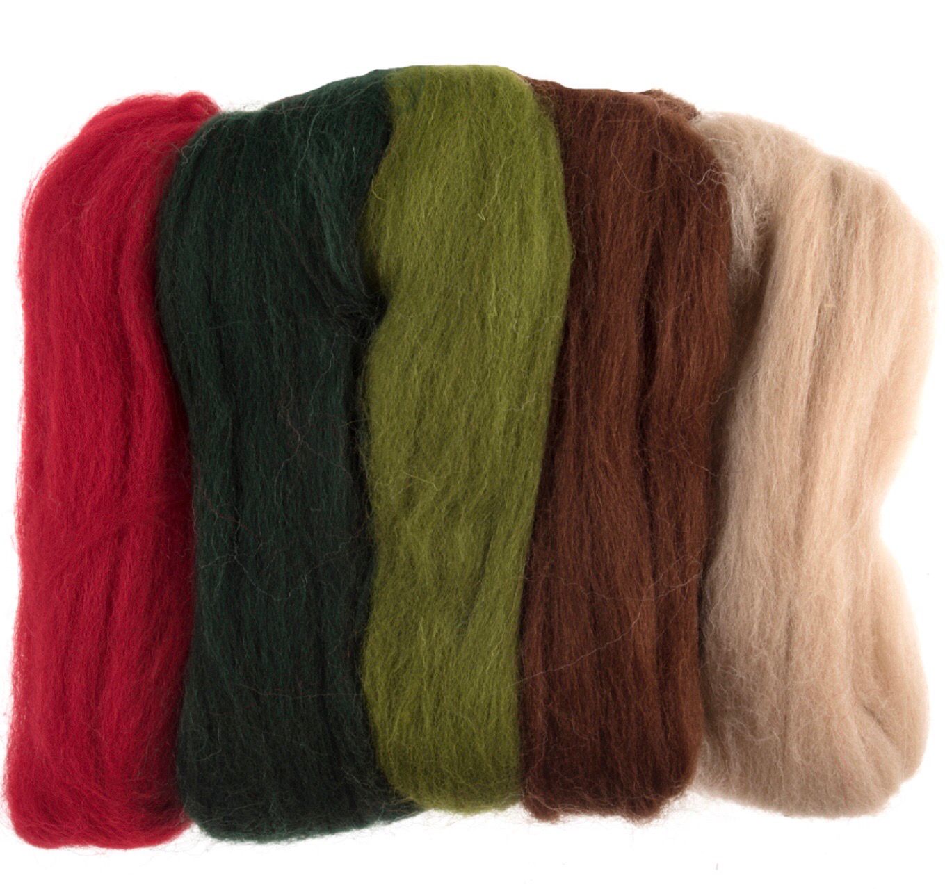 Natural Wool Roving- Assorted Christmas