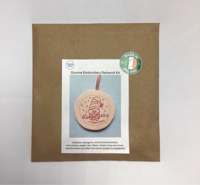Gnome Embroidery Redwork Kit