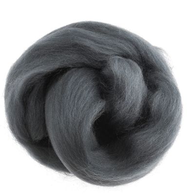 Natural Wool Roving- Dark Grey