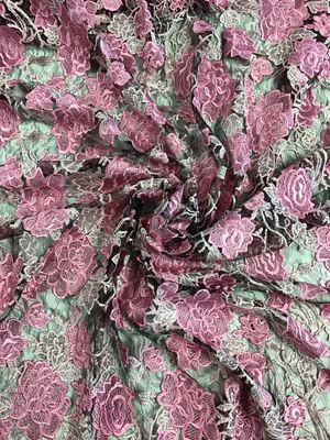 Embroidered Tulle- Black/ Pink