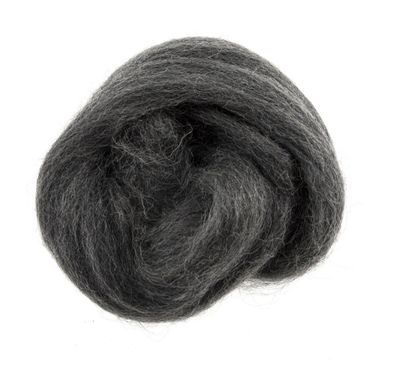 Natural Wool Roving- Melange Grey