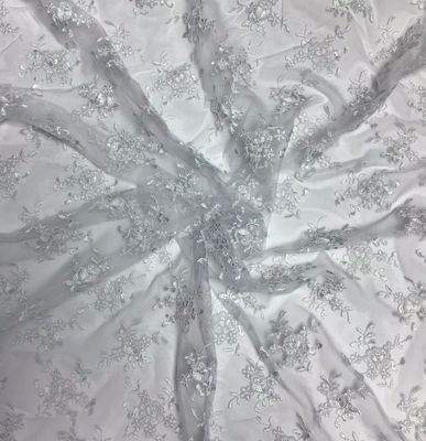 Embroidered Tulle- White