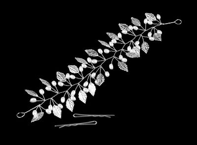 Hair Ornament with Pearls and Leaves