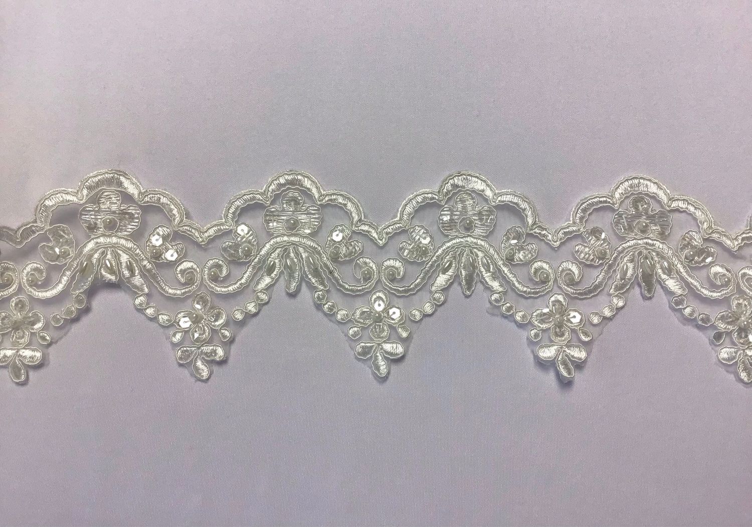 Embroidered Organza Trim- Ivory
