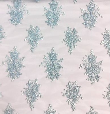 Embroidered Tulle- Aqua