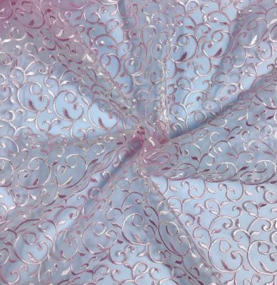 Embroidered Organza- Pink