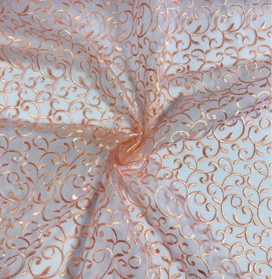 Embroidered Organza- Peach