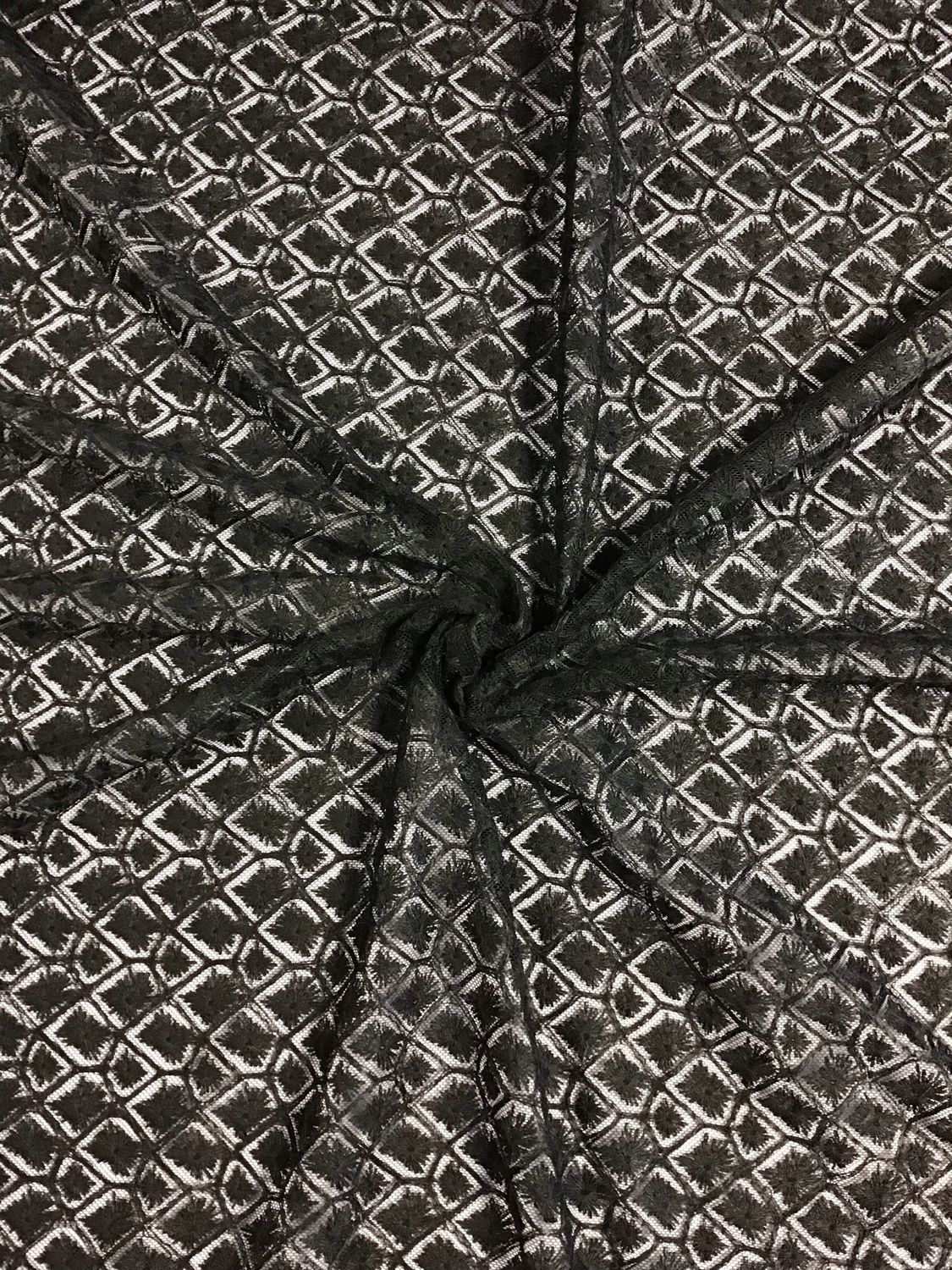 Embroidered Tulle- Black