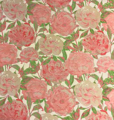 Jacquard Pink Emerald Flowers On White