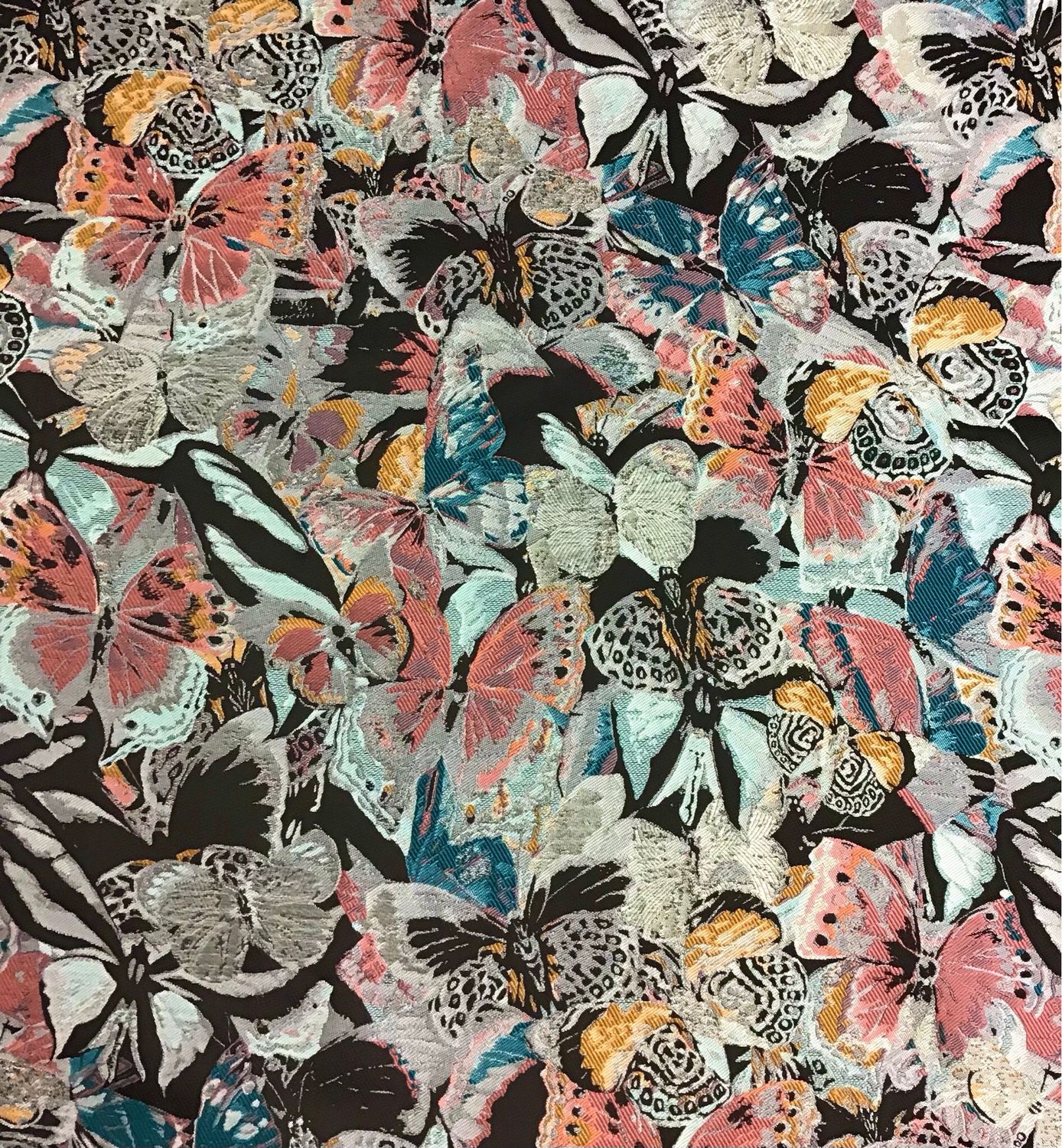 Teal Butterfly Brocade