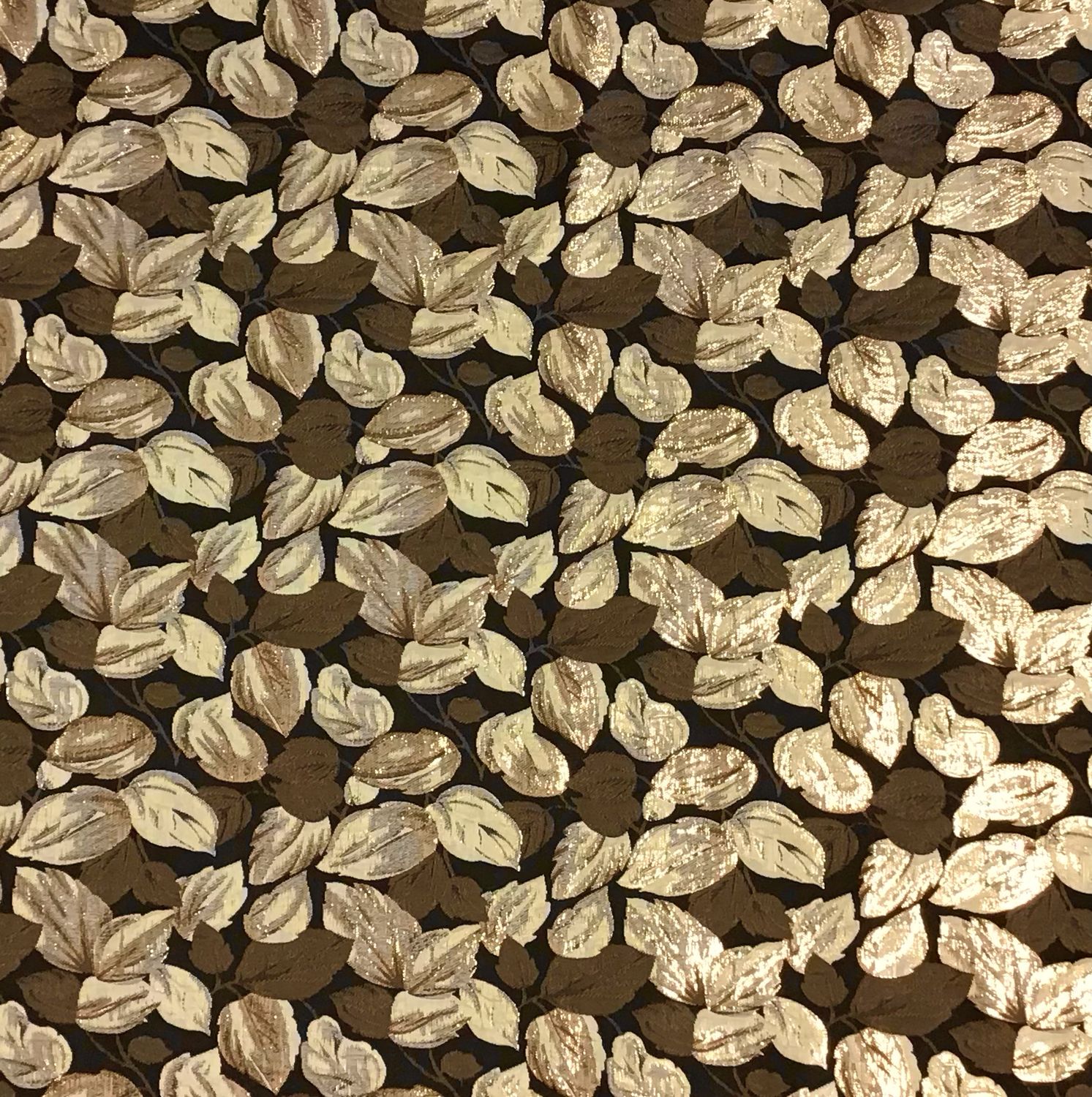 Brown-Gold Leaves Brocade