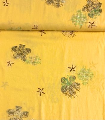 Yellow Embroidered Linen Viscose