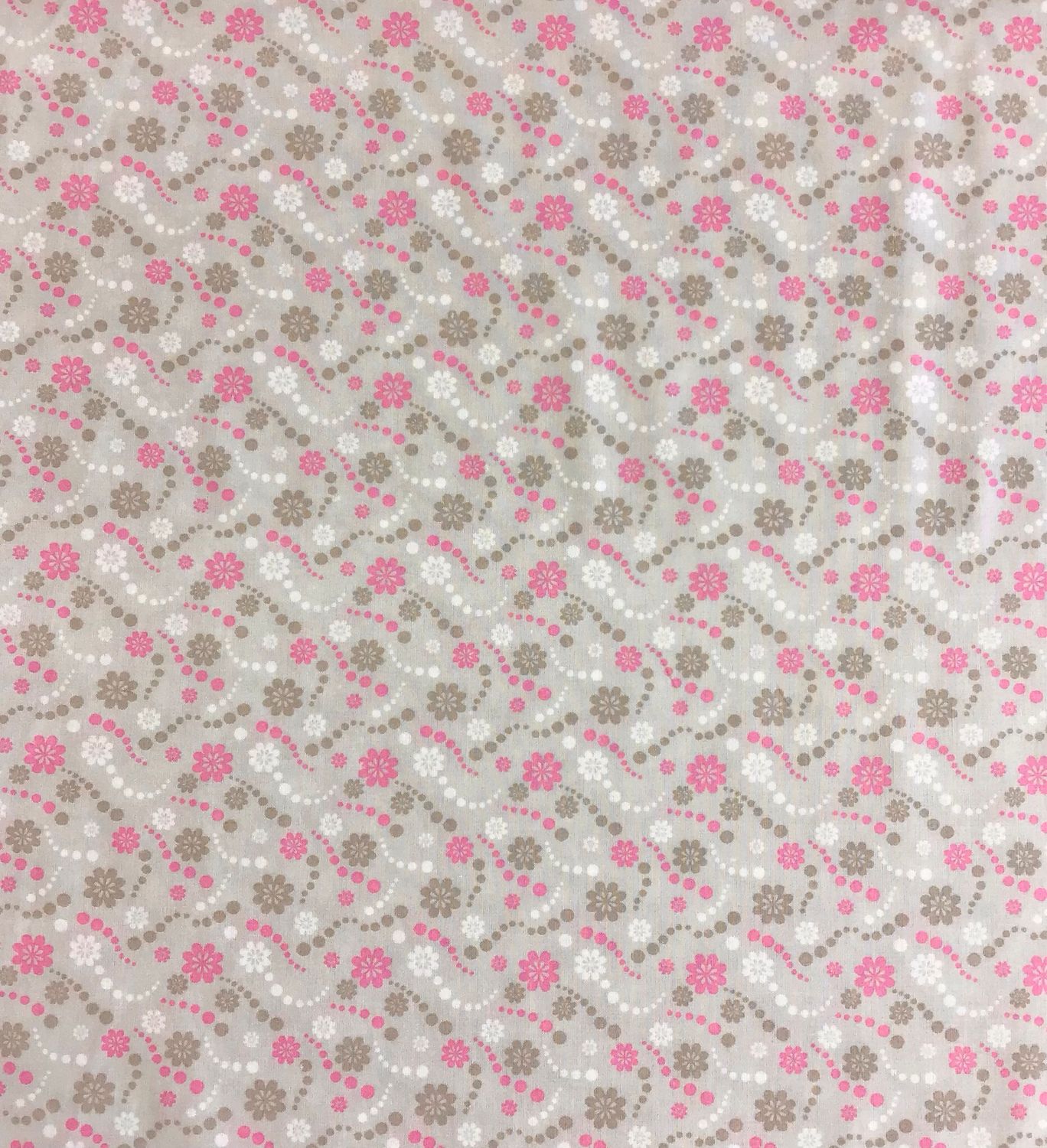 Organic Cotton- Pink Flowers and Dots