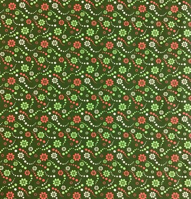 Organic Cotton - Green Flowers and Dots