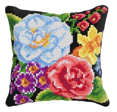 Cross Stitch Cushion- Flowers