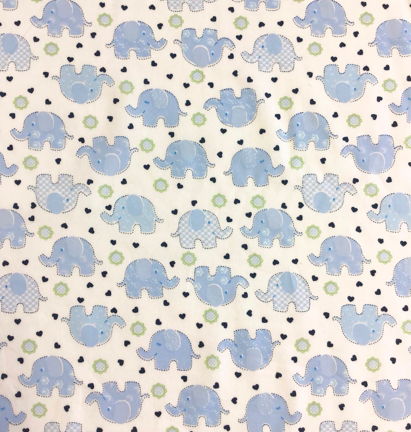 Cotton Poplin- Blue Elephants