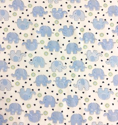 Cotton Poplin- Blue Elephants
