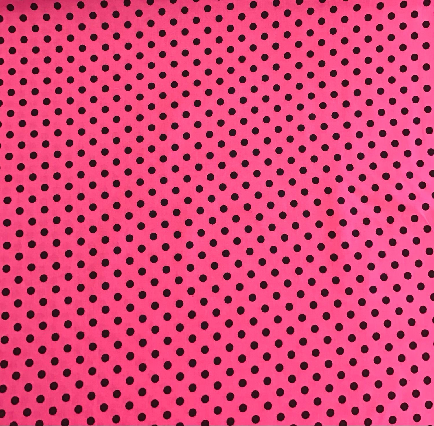 Pink With Black Polka Dots Cotton Poplin