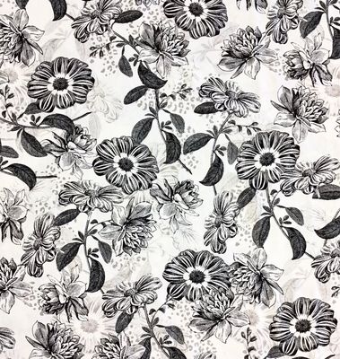 Monochrome Flowers Cotton Poplin