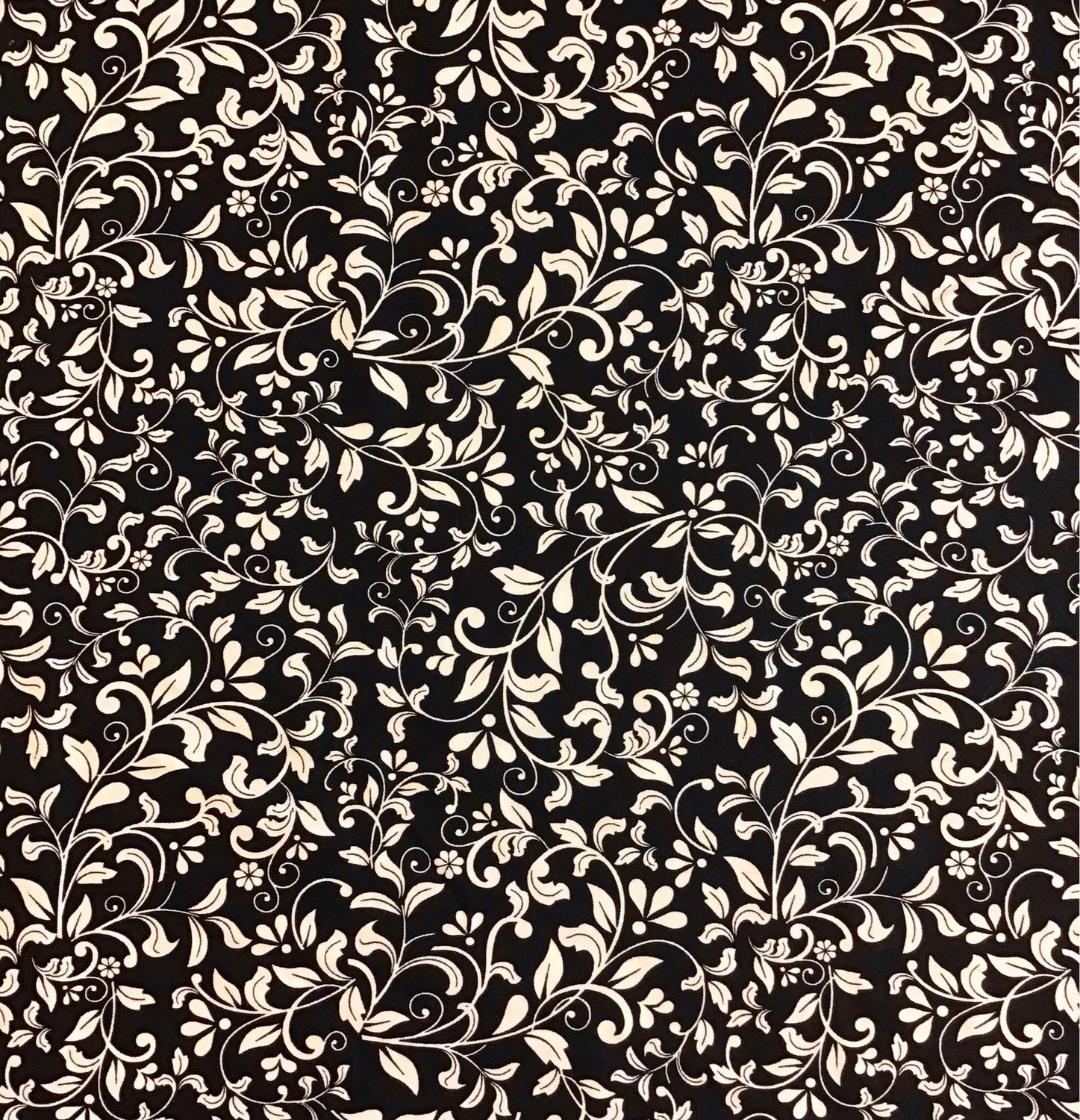 Vines Black Cotton Poplin