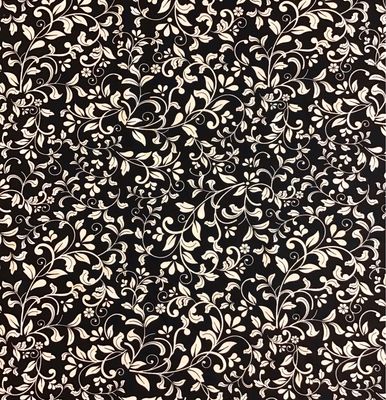 Vines Black Cotton Poplin