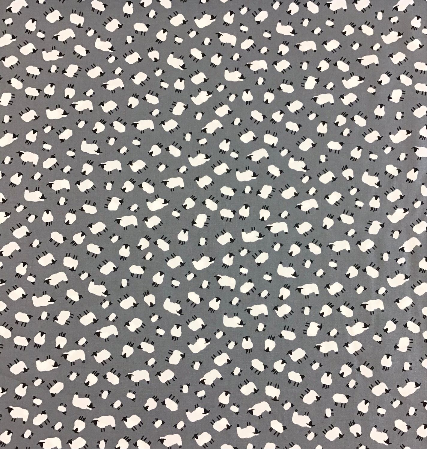 Sheep On Grey Cotton Poplin