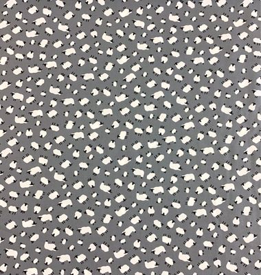 Sheep On Grey Cotton Poplin