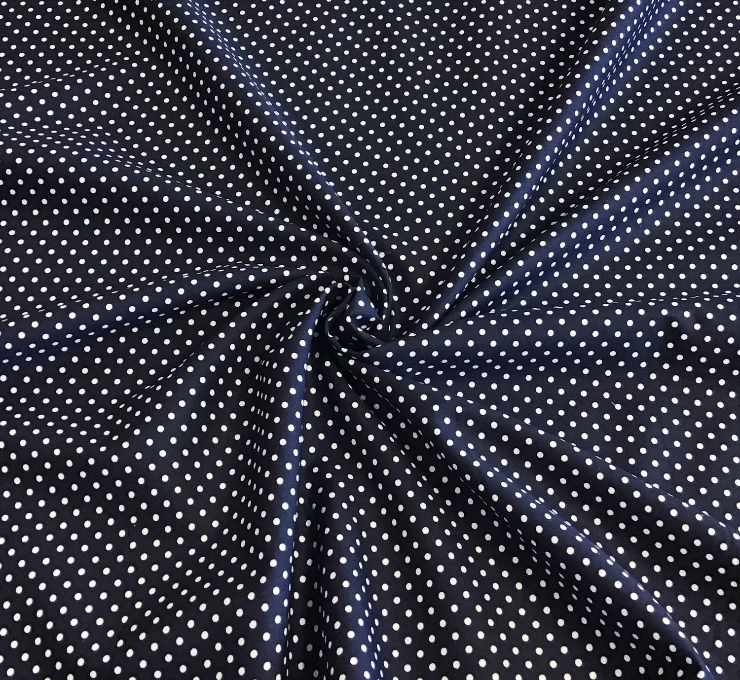 Navy With White Polka Dots Cotton Poplin