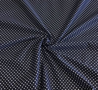 Navy With White Polka Dots Cotton Poplin