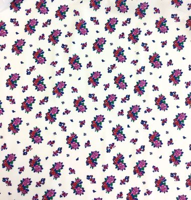 White Cotton with Pink/ Red Roses