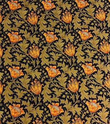 Black Cotton with Orange Flowers