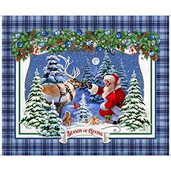 Season Of Giving- Santa And Reindeer Panel Season Of Giving- Santa And Reindeer Panel