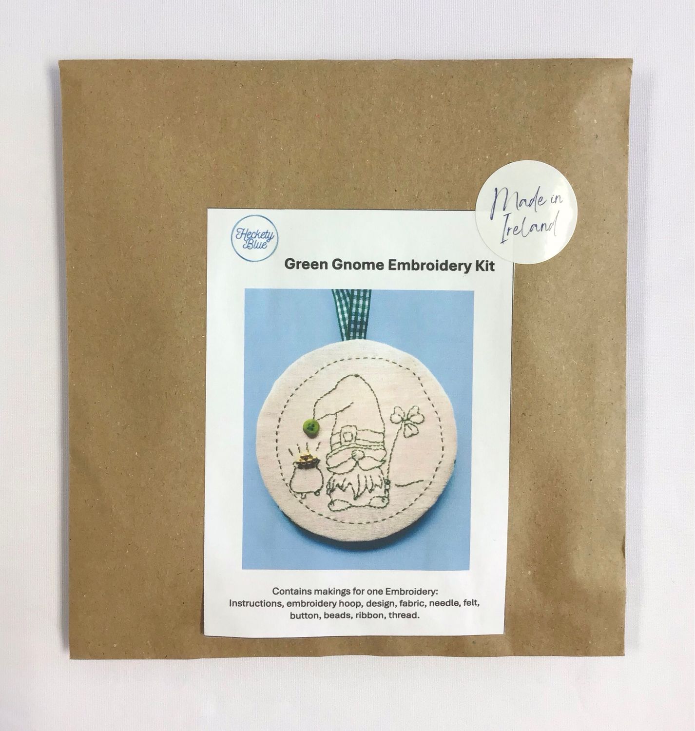 Green Gnome Embroidery Kit