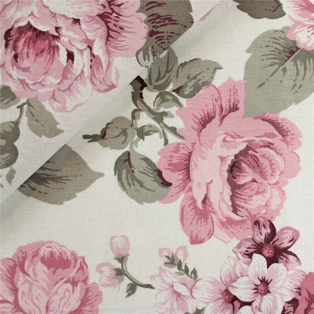 Sheeting- Pink Roses On White Sheeting- Pink Roses On White